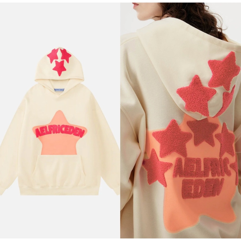 Aelfric Eden Vintage 3D Embroidery Eden Star V303 Hoodie Cream XL